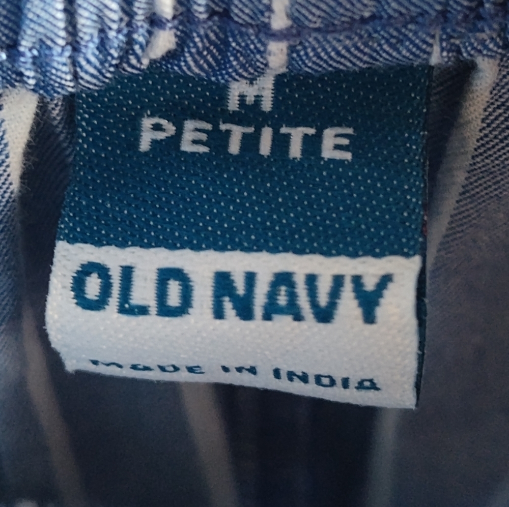 Old Navy Blue & White Striped 100% Cotton Midi Cottage Core Skirt | Med Petite - Picture 3 of 4